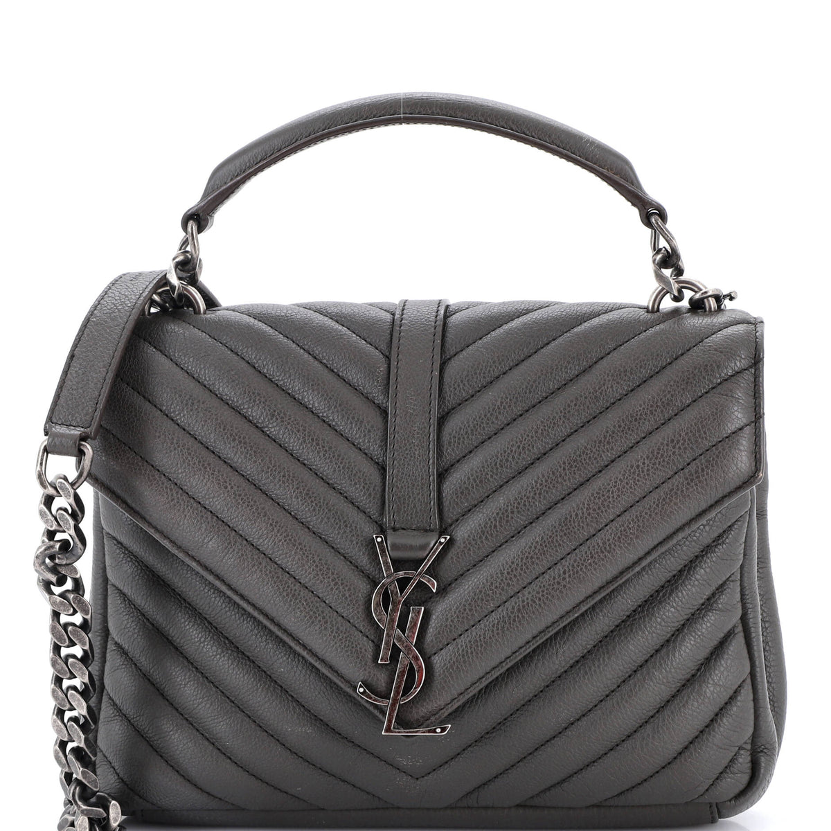 Saint Laurent Classic Monogram College Bag Matelasse Chevron Leather Medium