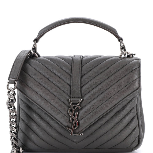 Classic Monogram College Bag Matelasse Chevron Leather Medium