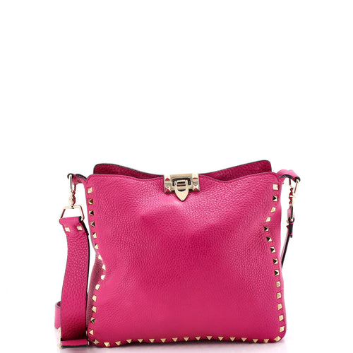 VALENTINO GARAVANI Rockstud Flip Lock Messenger Bag Leather Small