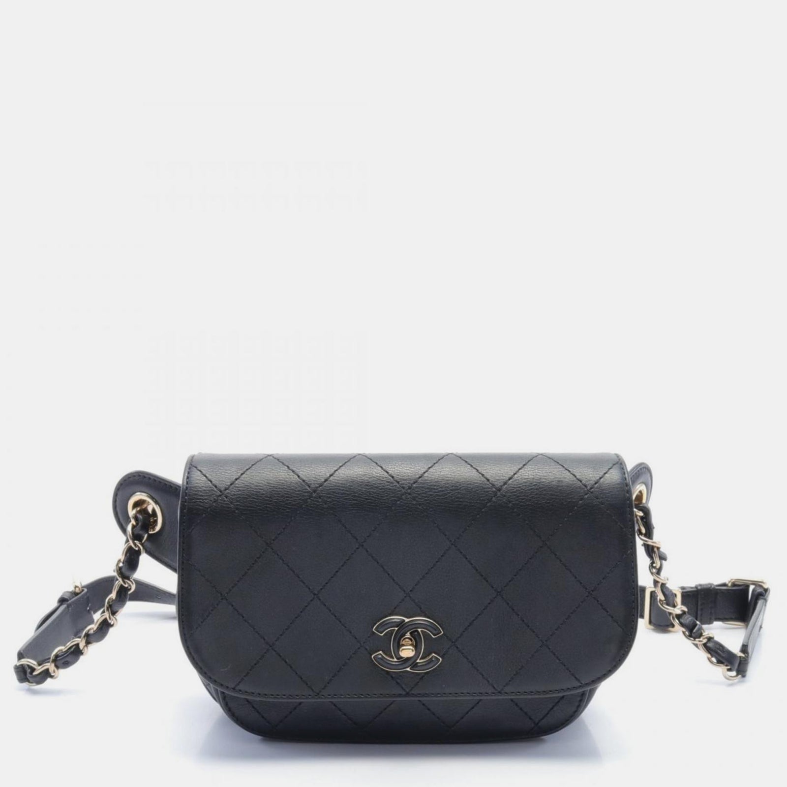 Chanel Schwarze Gürteltasche aus Matelassé-Leder