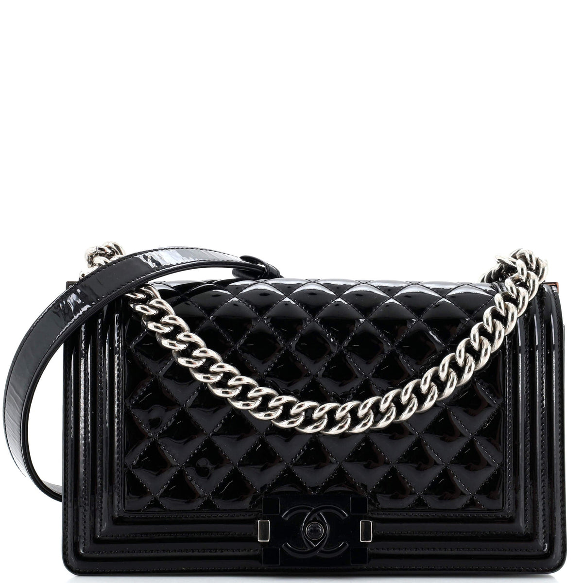 Chanel CHANEL Boy Flap Bag Quilted Plexiglass Patent Old Medium