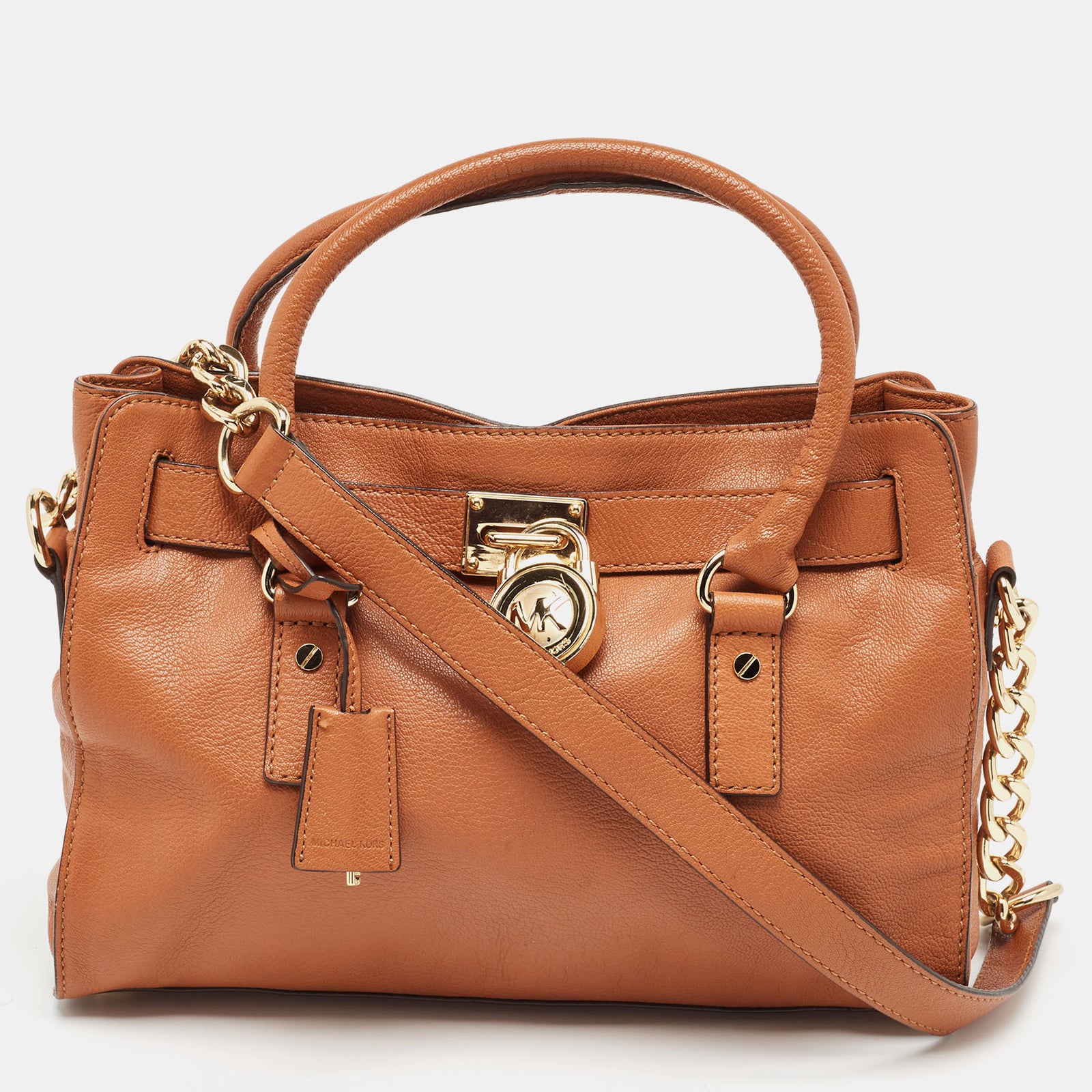 Michael Kors Brown Leather Medium Hamilton East West Tote