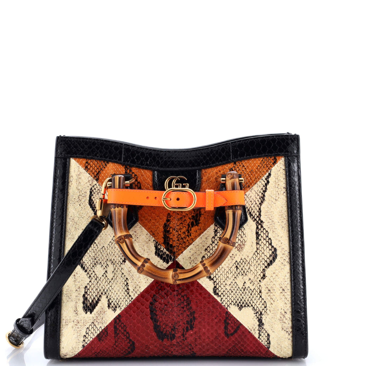 Gucci GUCCI Diana NM Bamboo Handle Tote Python Small