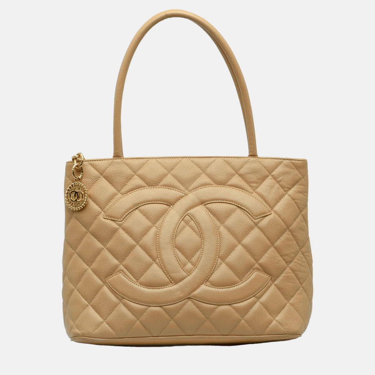 Chanel Beige Caviar Medallion Tote