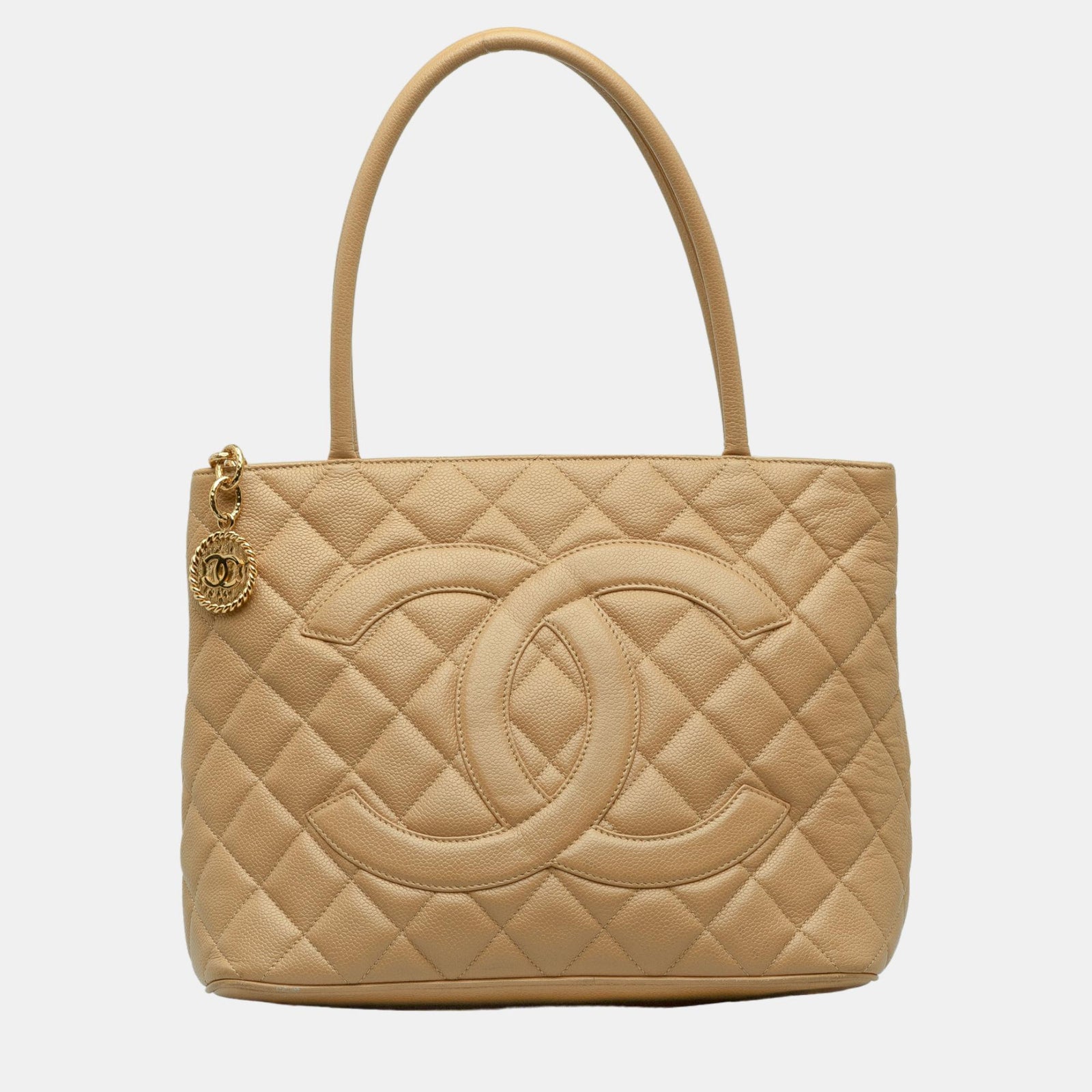 Chanel Beige Caviar Medallion Tote