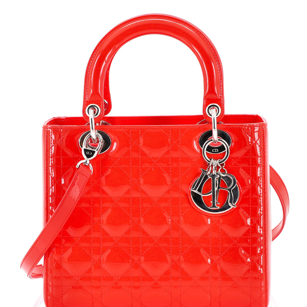 Christian Dior Lady Dior Bag Cannage Quilt Patent Medium