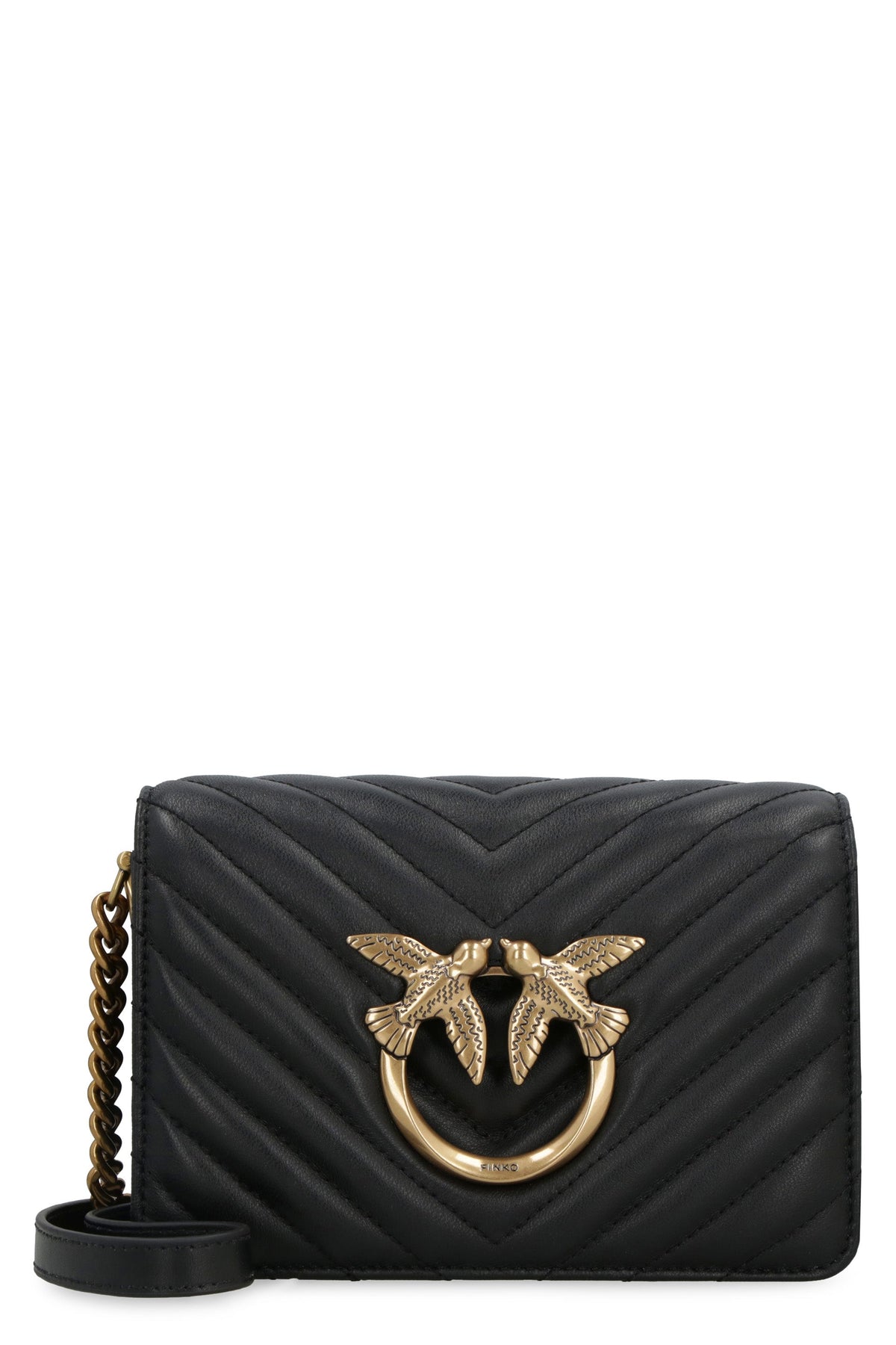 Pinko Women's Love Click Mini Chevron Bag in Nero | 100067A0GK