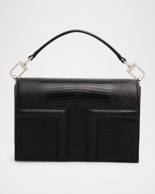 Mini Flap Lizard-Embossed Leather Shoulder Bag