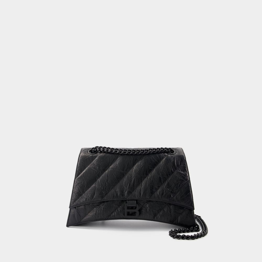 Balenciaga Women's Crush Chain M Bag in Black | 785602 Color 210IY Color 1000