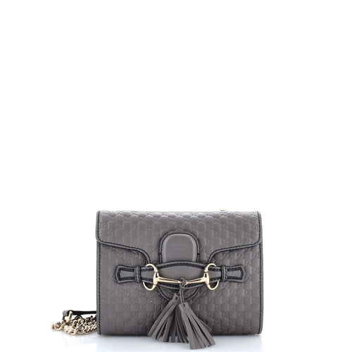 GUCCI Emily Chain Flap Bag Microguccissima Leather Mini