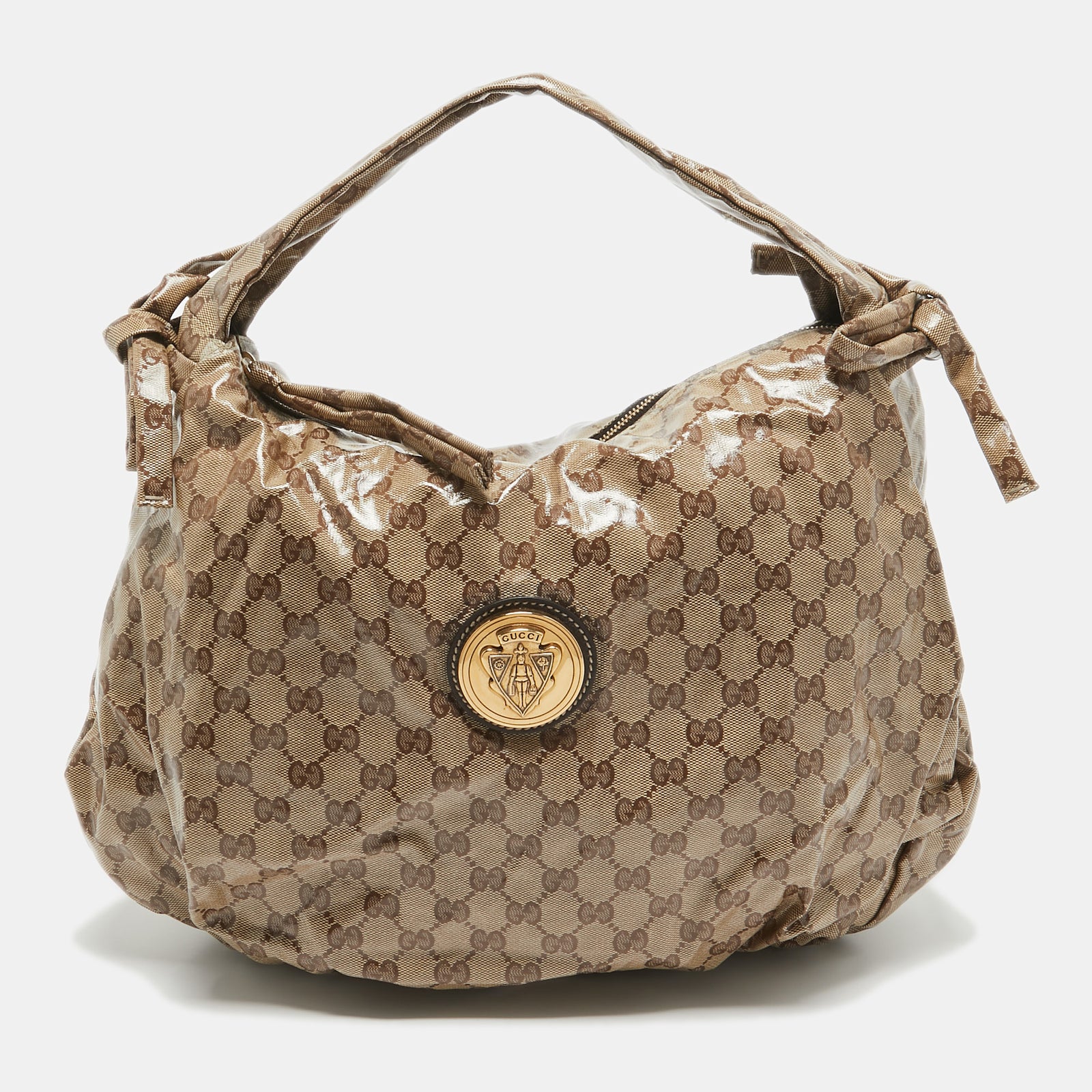 Gucci Sac à main Hysteria en toile beige GG Crystal