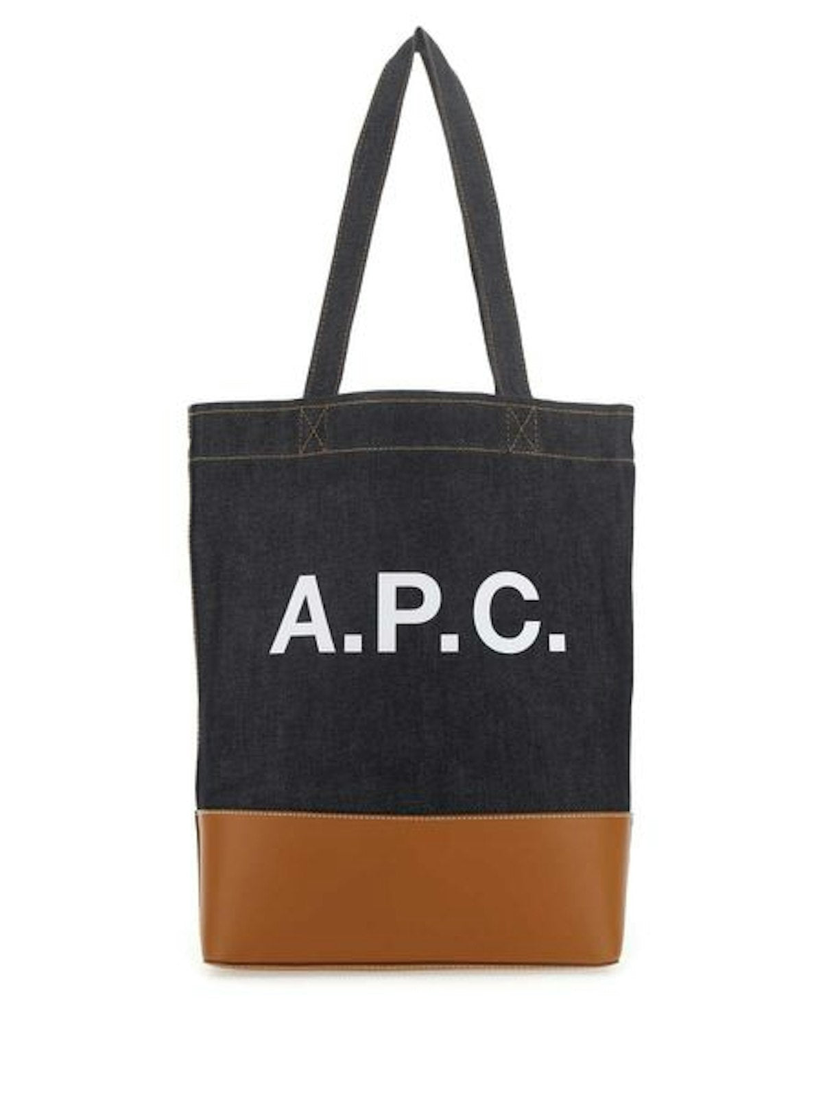 A.p.c. Men's Axel Denim Tote Bag in Brown | Size UNI | CODDPM61444CAF
