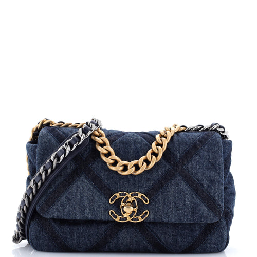 CHANEL 19 Flap Bag Quilted Denim Medium