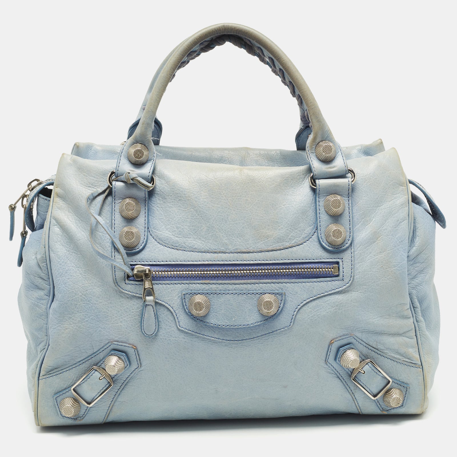 Balenciaga Sac GSH Mid Day en cuir bleu clair