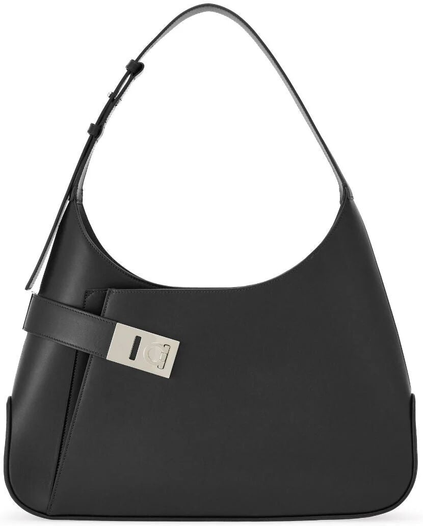 Ferragamo Women's Hobo Shoulder Bag With Asymmetric Pocket in Black | Size UNICA | 2154920767785