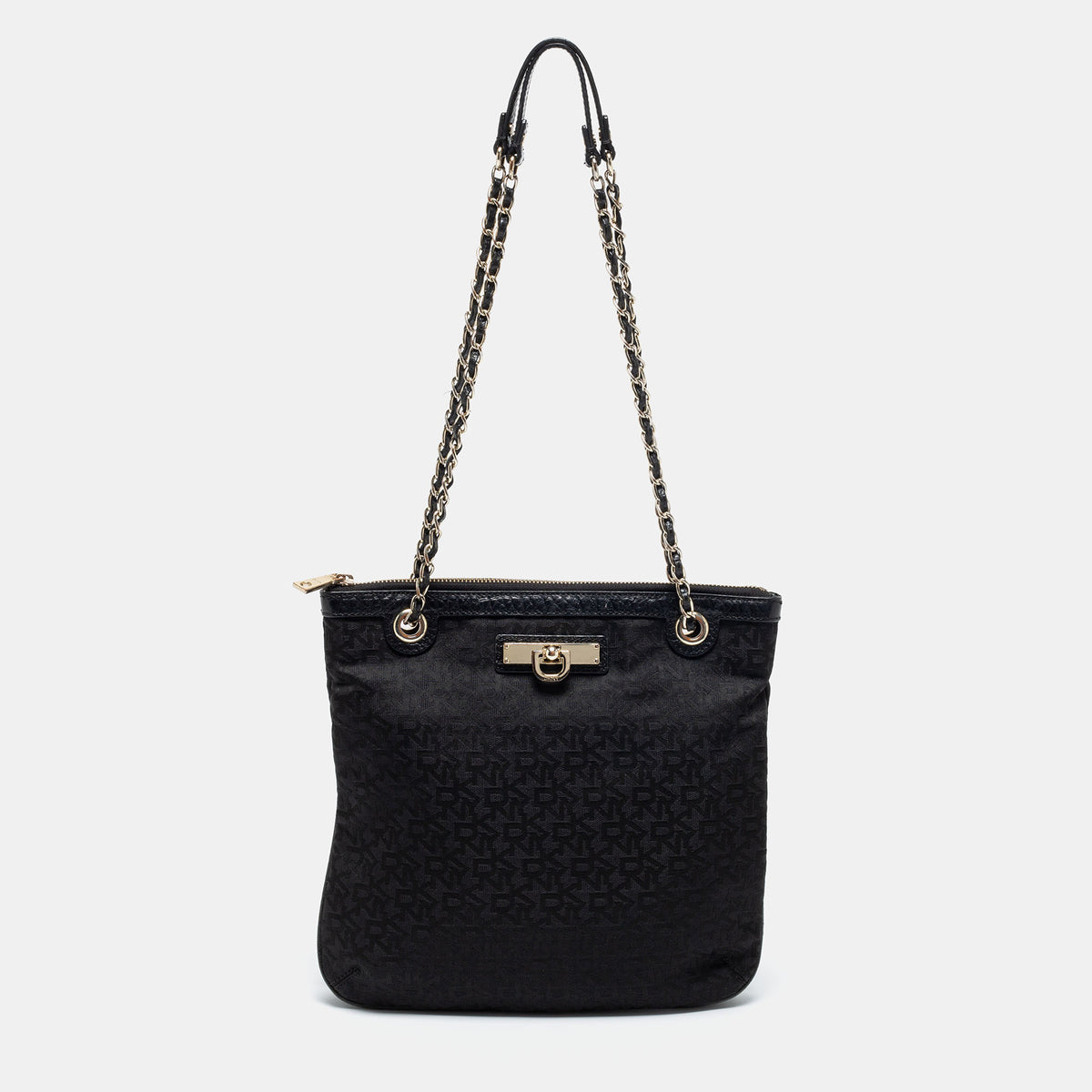 DKNY DKNY Black Signature Canvas Chain Shoulder Bag