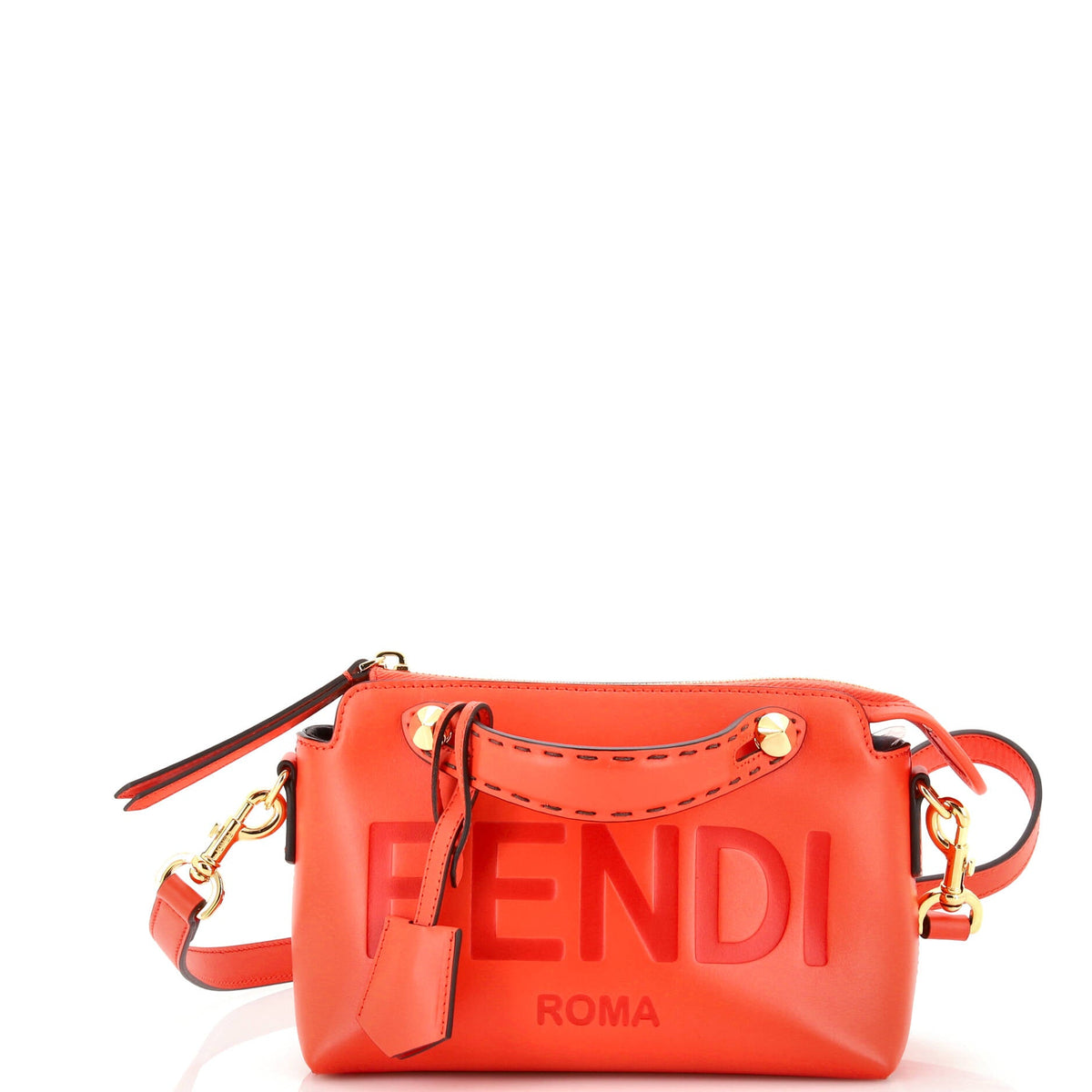 Fendi FENDI Logo By The Way Satchel Embossed Leather Mini