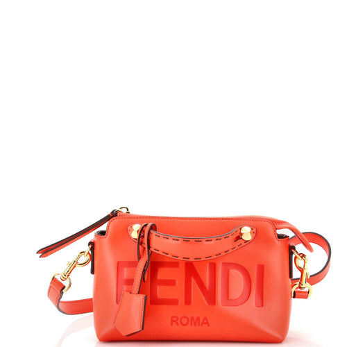 FENDI Logo By The Way Satchel Embossed Leather Mini