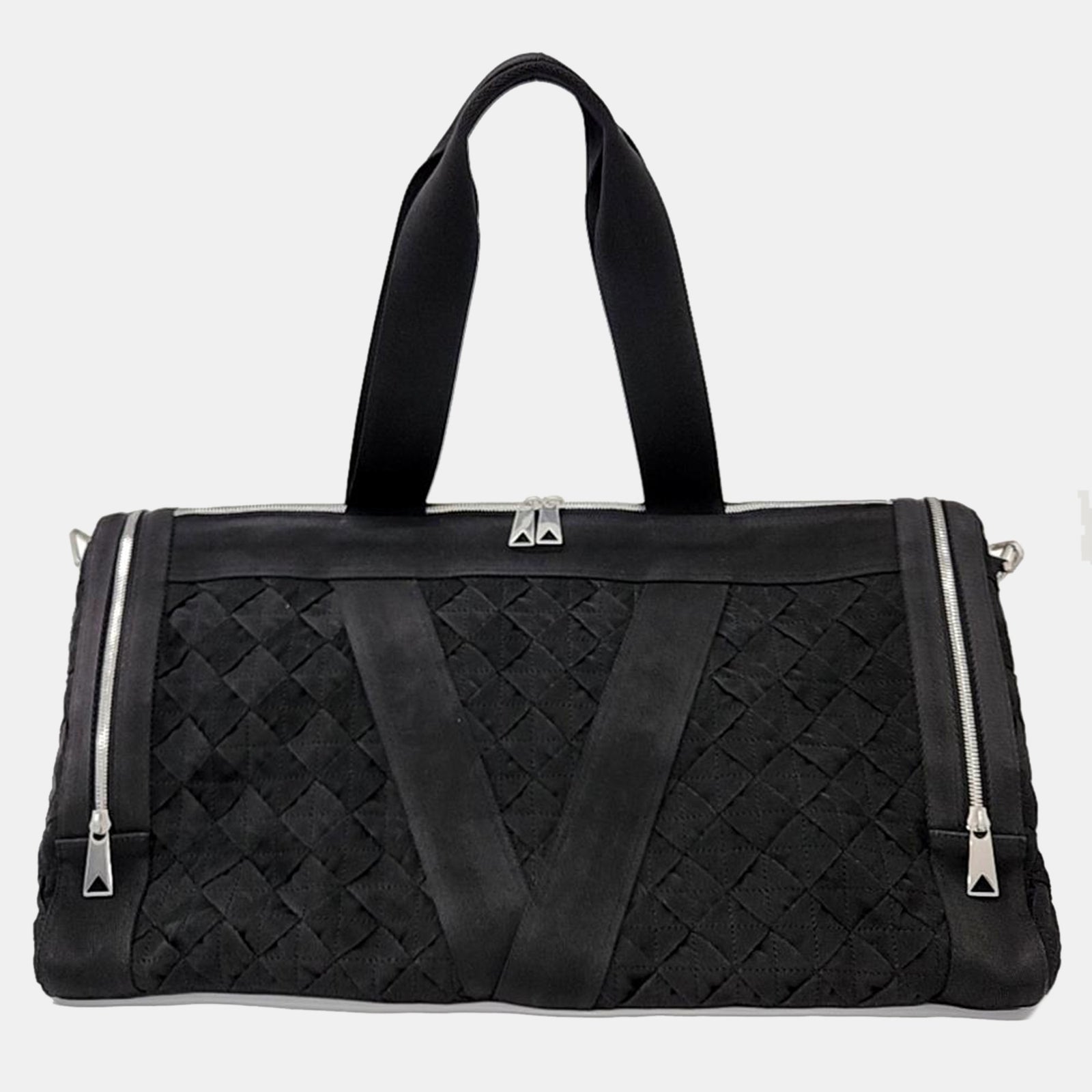 Bottega Veneta Black Fabric Travel Tote Bag