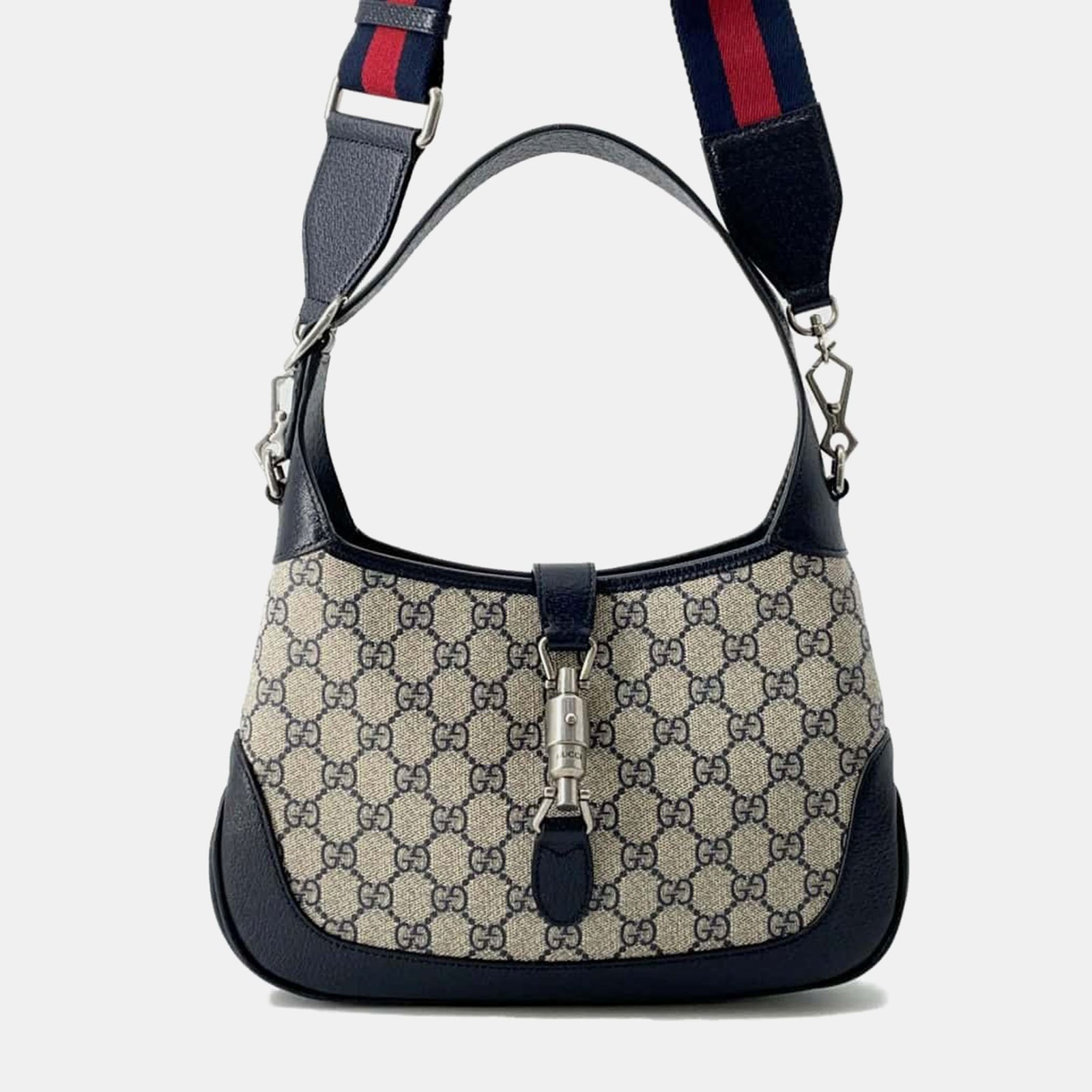 Gucci Kleine Jackie 1961 Schultertasche aus GG Canvas in Beige/Schwarz