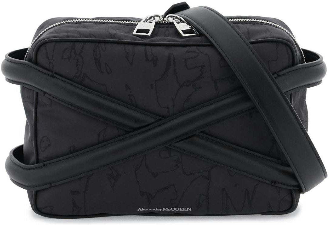Alexander Mcqueen Men's Camera Bag With Leather Details in Black | 7262921AAQ0