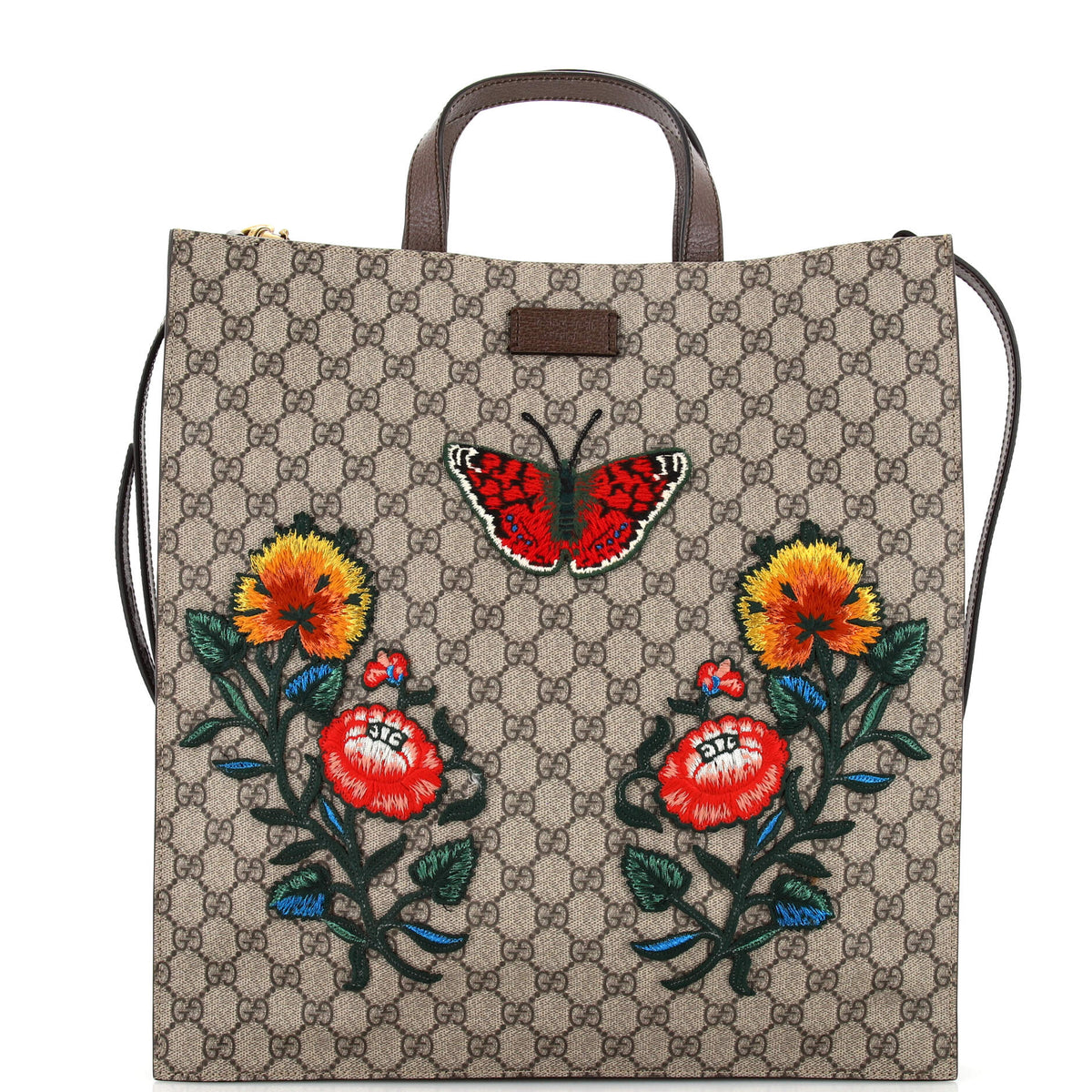 Gucci GUCCI Convertible Soft Open Tote Embroidered GG Coated Canvas Tall