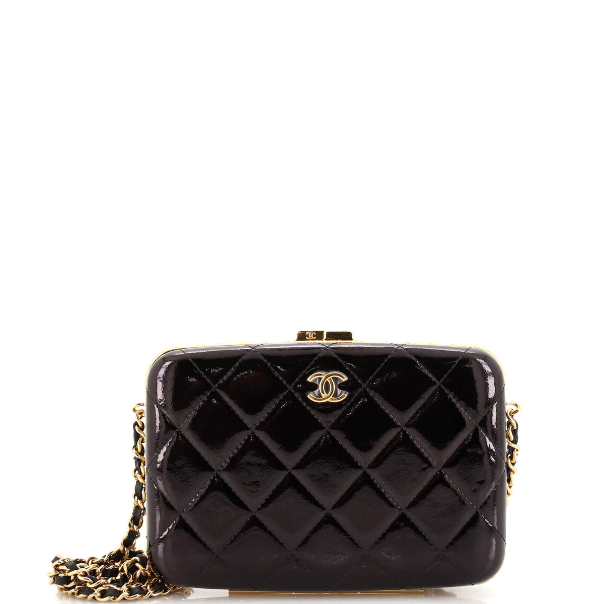Chanel CHANEL Framed Box Clutch with Chain Quilted Patent Small