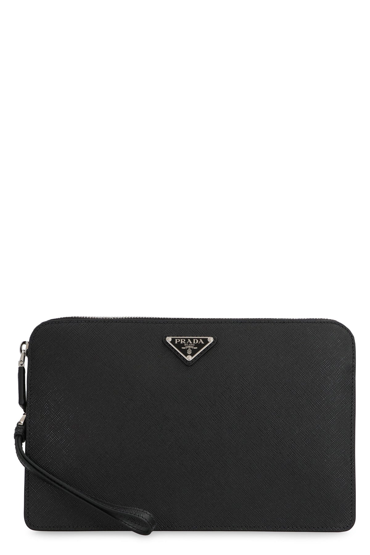 Prada Men's Saffiano Leather Pouch in Black | 2VF056VOOI9Z2 Color F0002