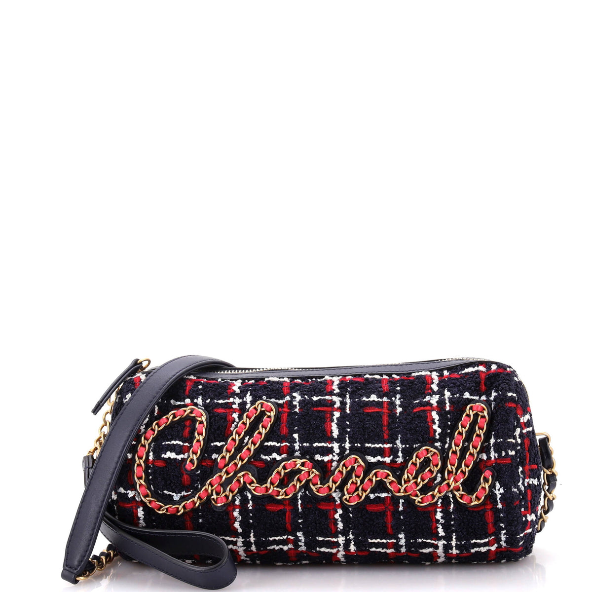 Chanel CHANEL Chain Signe Bowling Bag Tweed Small