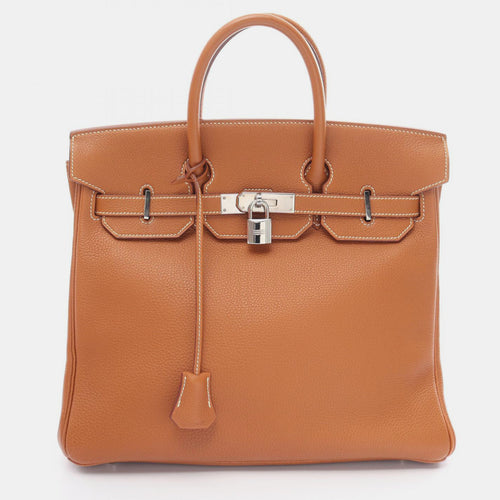 Brown Leather Togo Birkin 32 Bag