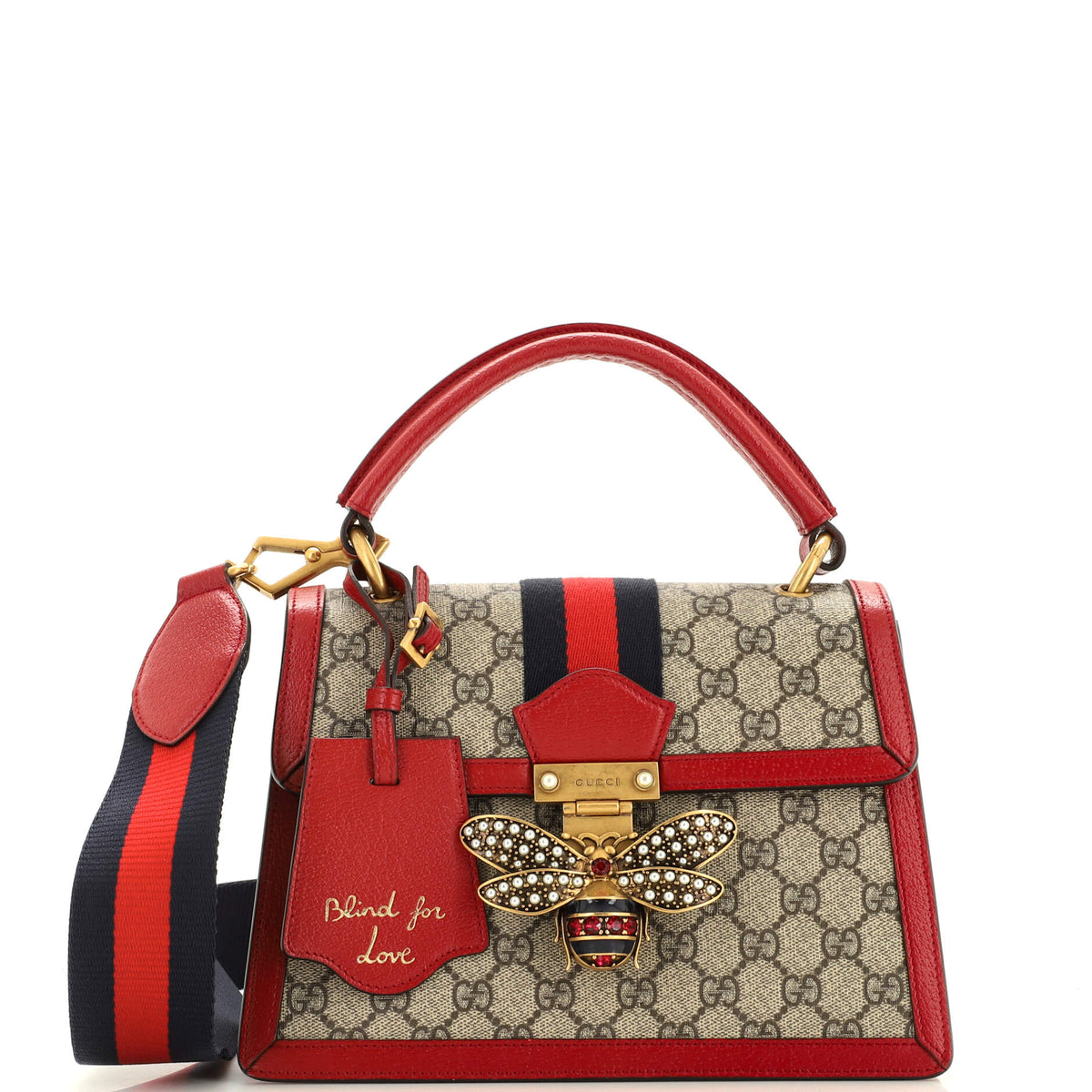 Gucci GUCCI Queen Margaret Top Handle Bag GG Coated Canvas Small