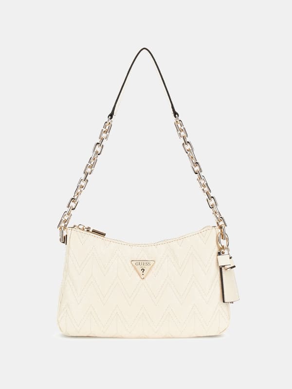 Guess Sac à bandoulière en cuir verni avec logo Adelard 4G