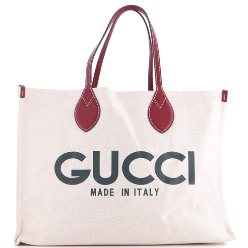 GUCCI Logo Shopper Tote Printed Canvas Medium