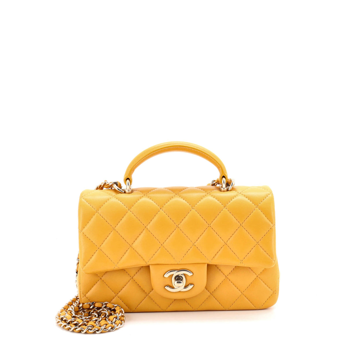 Chanel CHANEL Classic Single Flap Top Handle Bag Quilted Lambskin Mini