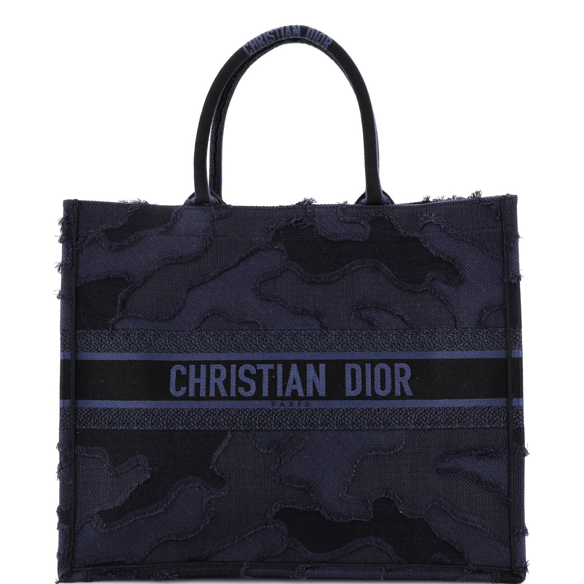Christian Dior Book Tote Camouflage Embroidered Canvas Large