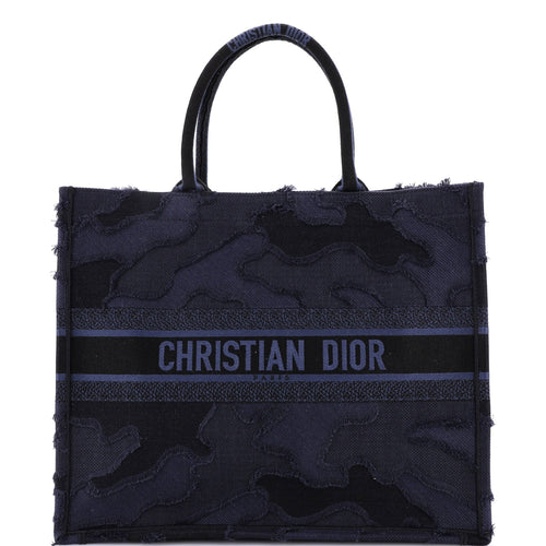 Book Tote Camouflage Embroidered Canvas Large