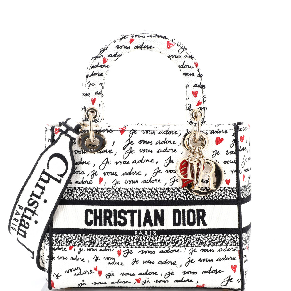 Christian Dior Lady D-Lite Bag Embroidered Canvas Medium