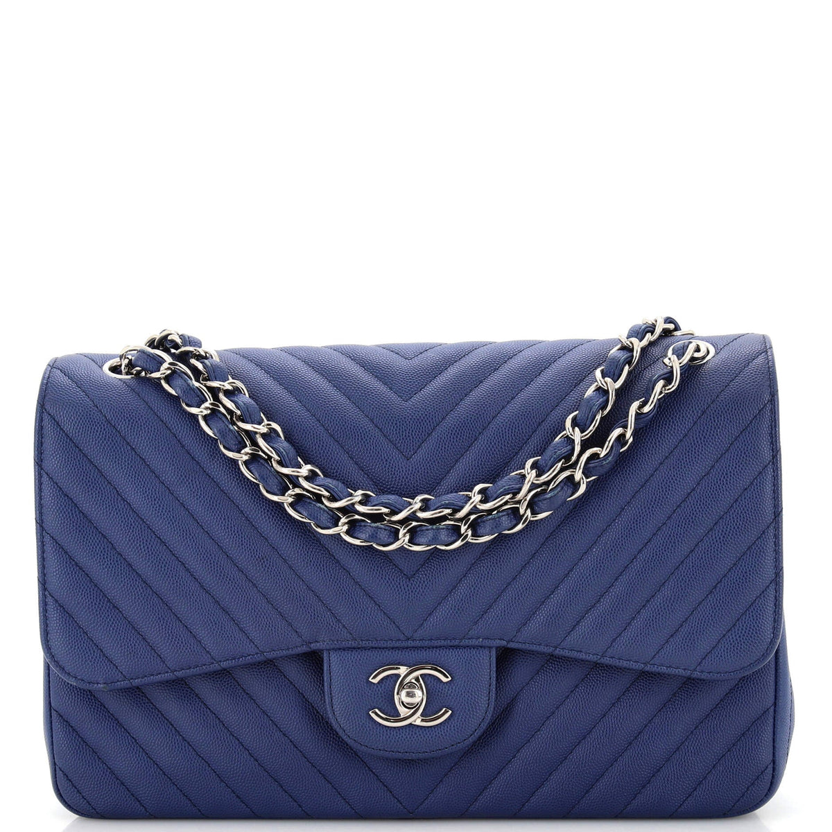 Chanel CHANEL Classic Double Flap Bag Chevron Caviar Jumbo