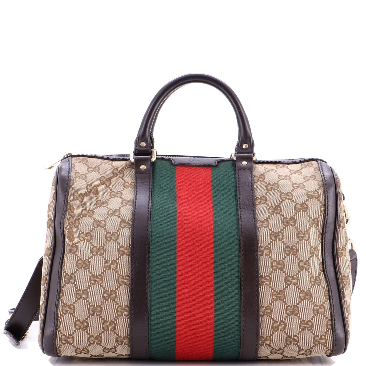 Gucci GUCCI Vintage Web Boston Bag GG Canvas Medium