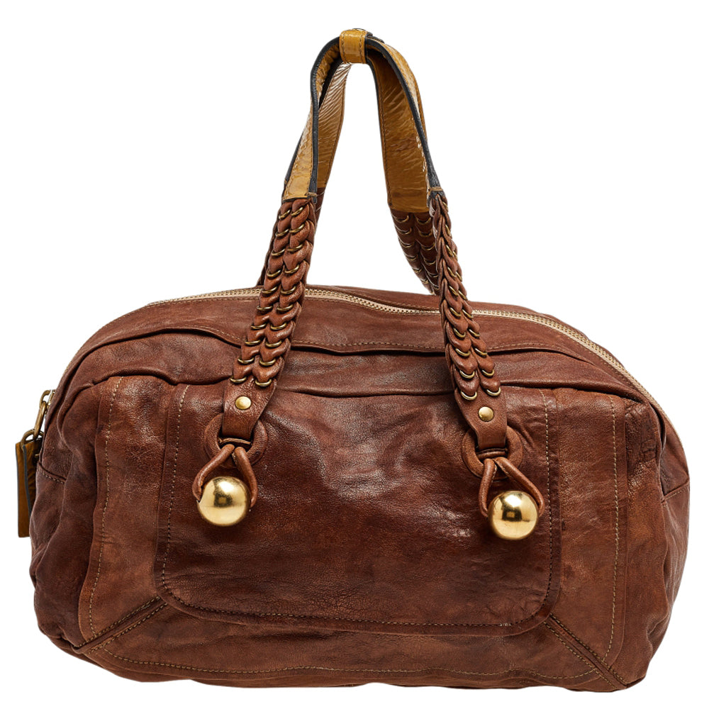 Chloe Brown Leather Zip Shoulder Bag