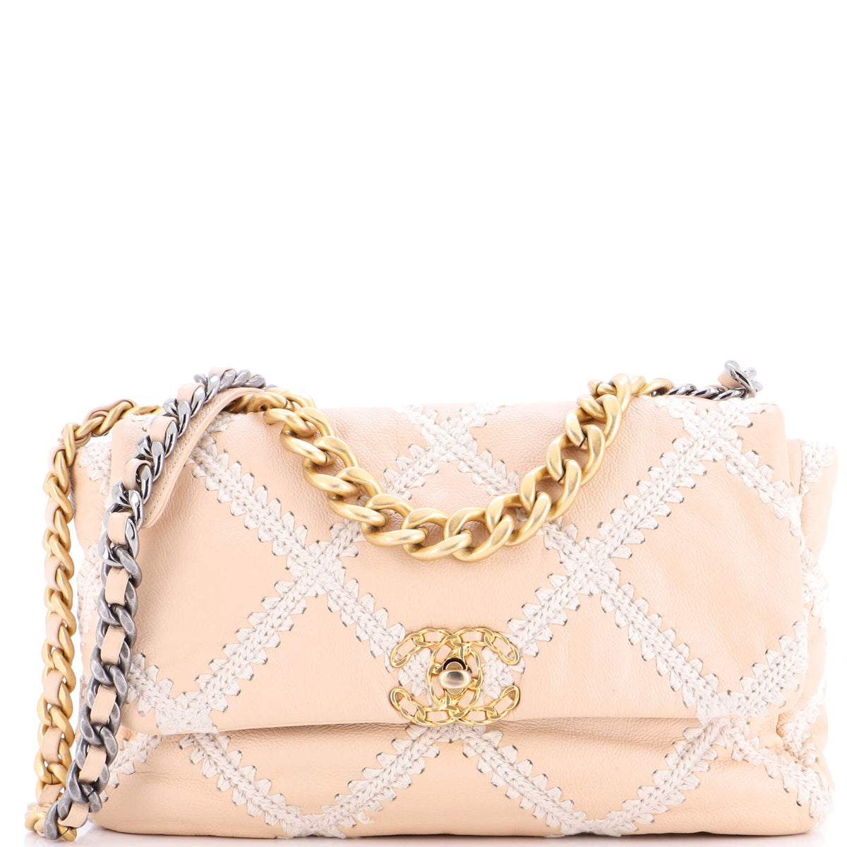Chanel CHANEL 19 Flap Bag Crochet Quilted Calfskin Large