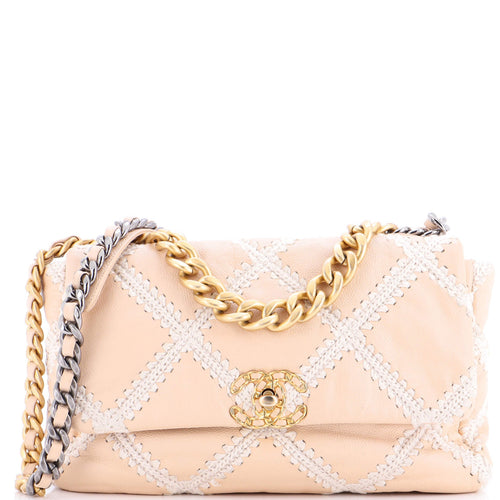 CHANEL 19 Flap Bag Crochet Quilted Calfskin Large