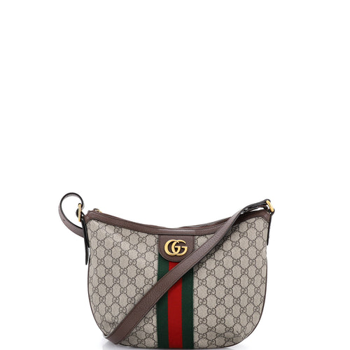GUCCI Ophidia Half Moon Hobo GG Coated Canvas Small