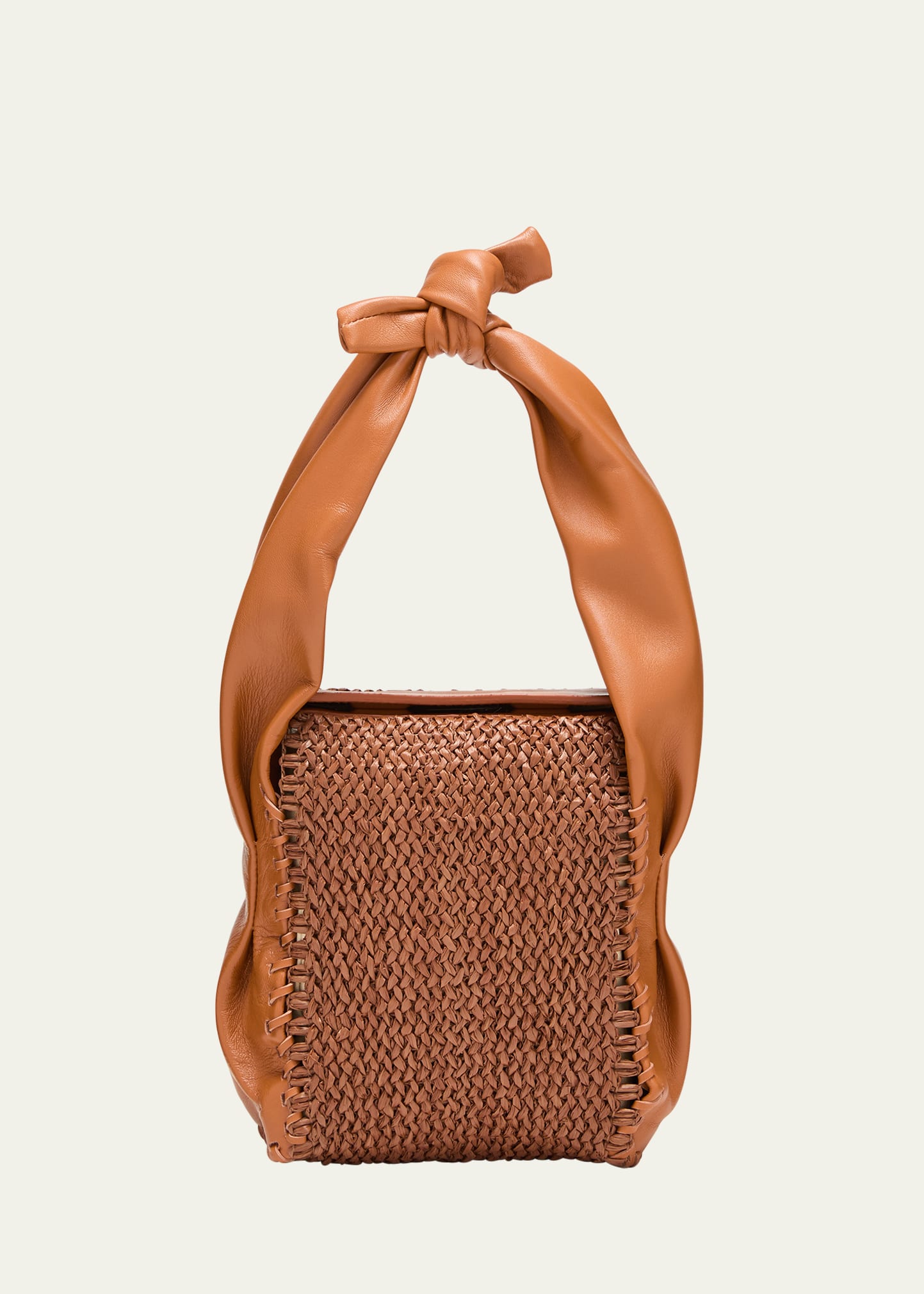 Hereu Molta Raffia & Leather Top-Handle Bag