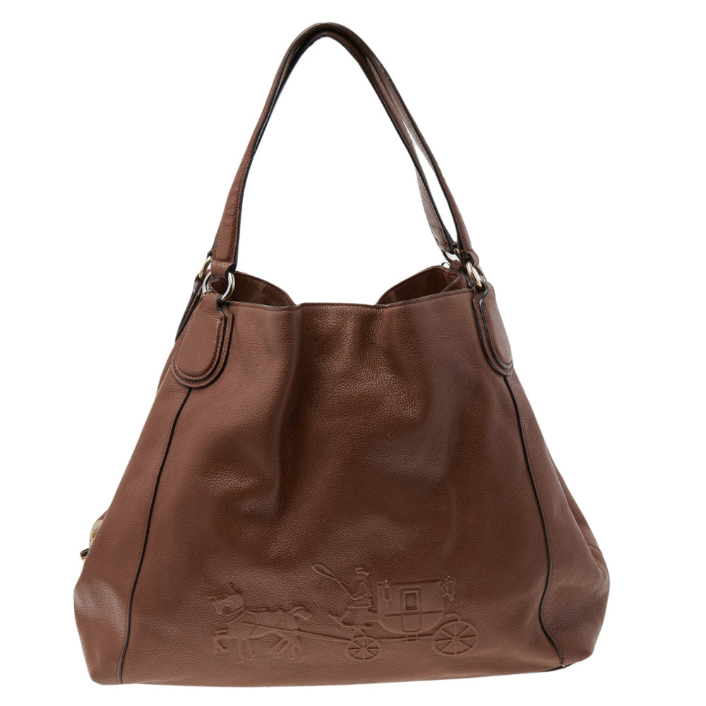 Coach Brown Leather Edie Carriage Shoulder Bag