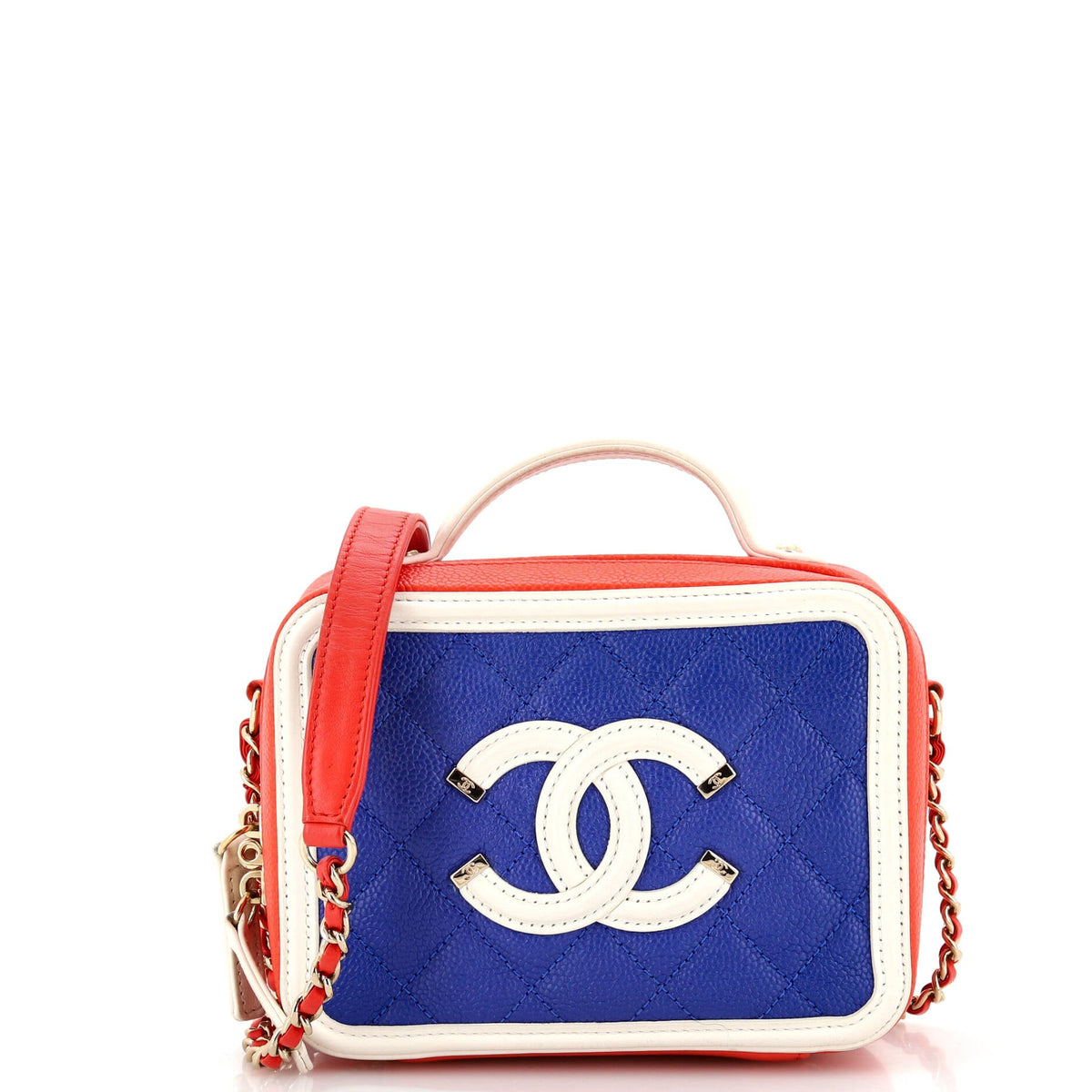 Chanel CHANEL Filigree Vanity Case Quilted Caviar Small