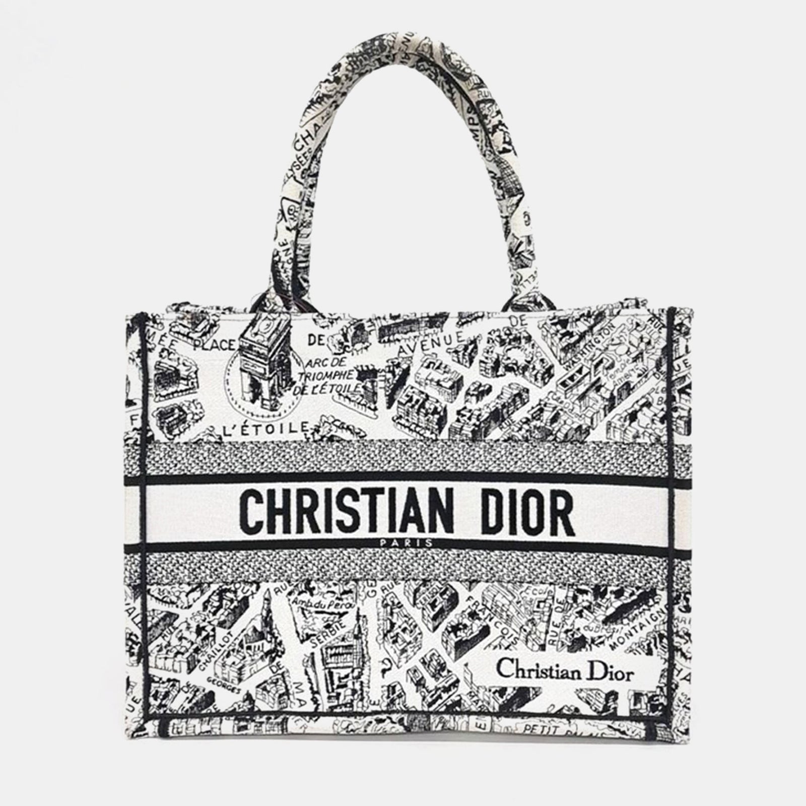 Dior Christian Black Canvas Book Tote 36 Bag