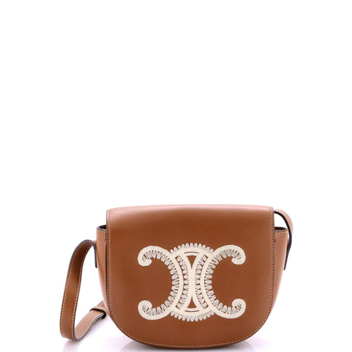 CELINE Cuir Triomphe Folco Bag Embroidered Leather