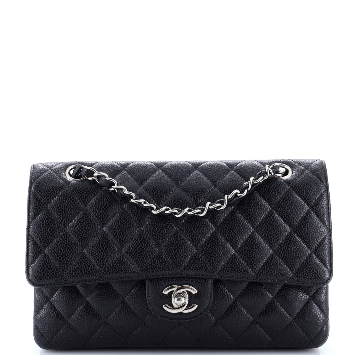 Chanel CHANEL Vintage Classic Double Flap Bag Quilted Caviar Medium