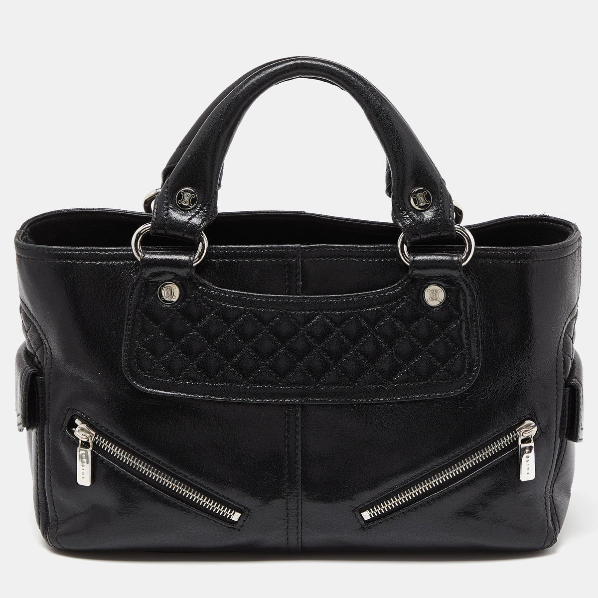 Celine Black Quilted Glossy Leather Boogie Tote
